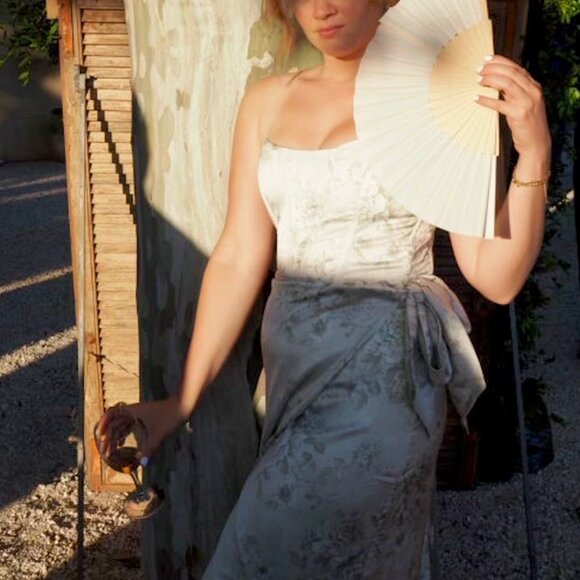 V. Chapman Floral Strapless Wedding Dress in Sage Green - Picture 4 of 6